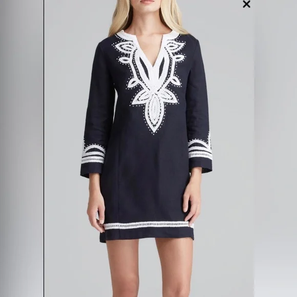 Tory Burch | Dresses | Tory Burch Odelia Contrasttrim Linen Dress | Poshmark